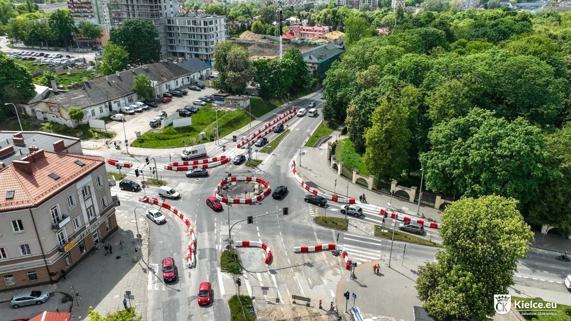 Skrzyżowanie ulic Seminaryjskiej, Jana Pawła II i Ogrodowej z lotu ptaka